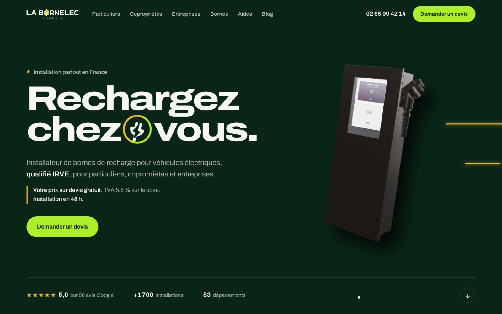Labornelec Énergie, page d'accueil sur ordinateur